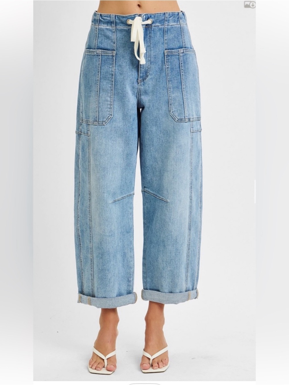 Risen Cargo Crop Barrel Jeans